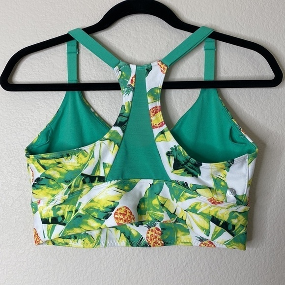 Wildfox sports bra pineapple palm tree leaves Sz large no pads green - Picture 2 of 4